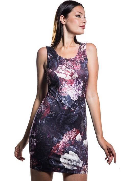 Vestido de moda floral curto sem mangas para mulher por atacado de Calison