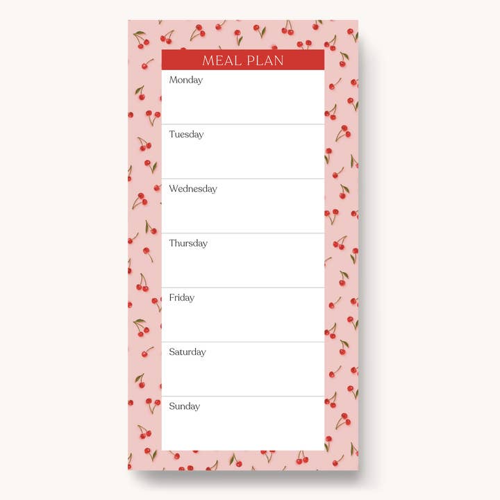 Painted Cherries Magnetic Meal Plan Notepad for wholesale by Elyse Breanne Design