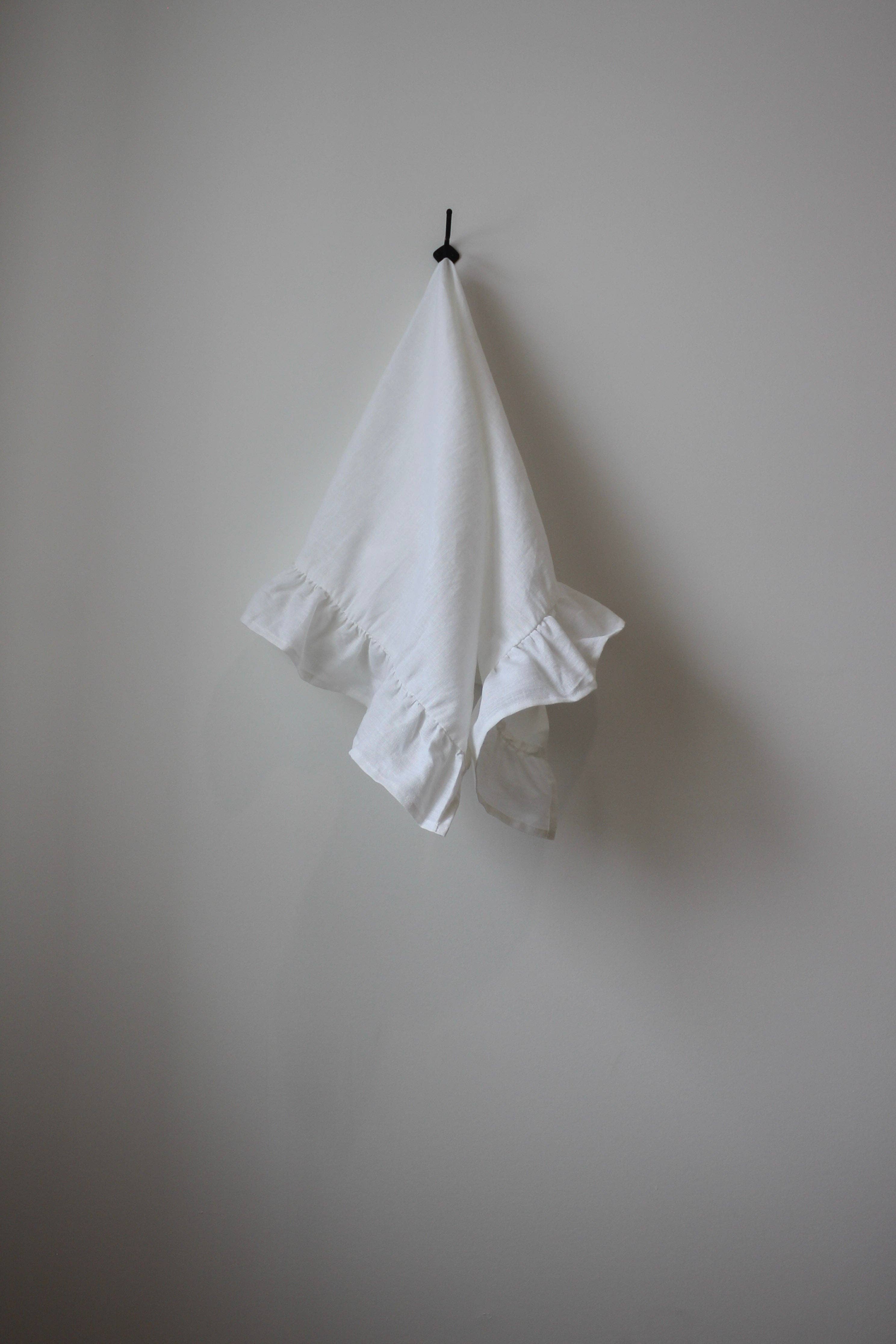 PJ Society - Wholesale Tea Towel - The Sadie Ruffle Tea Towel- White