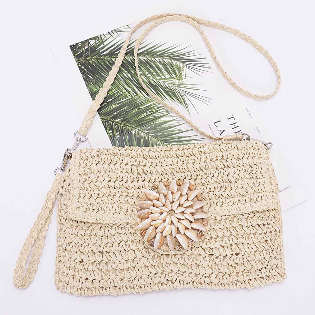 3AM BY H&D ACCESSORIES - Venta al por mayor Bolso de mano - Mujer - Bolso de mano con solapa delantera con múltiples carcasas de paja sintética0