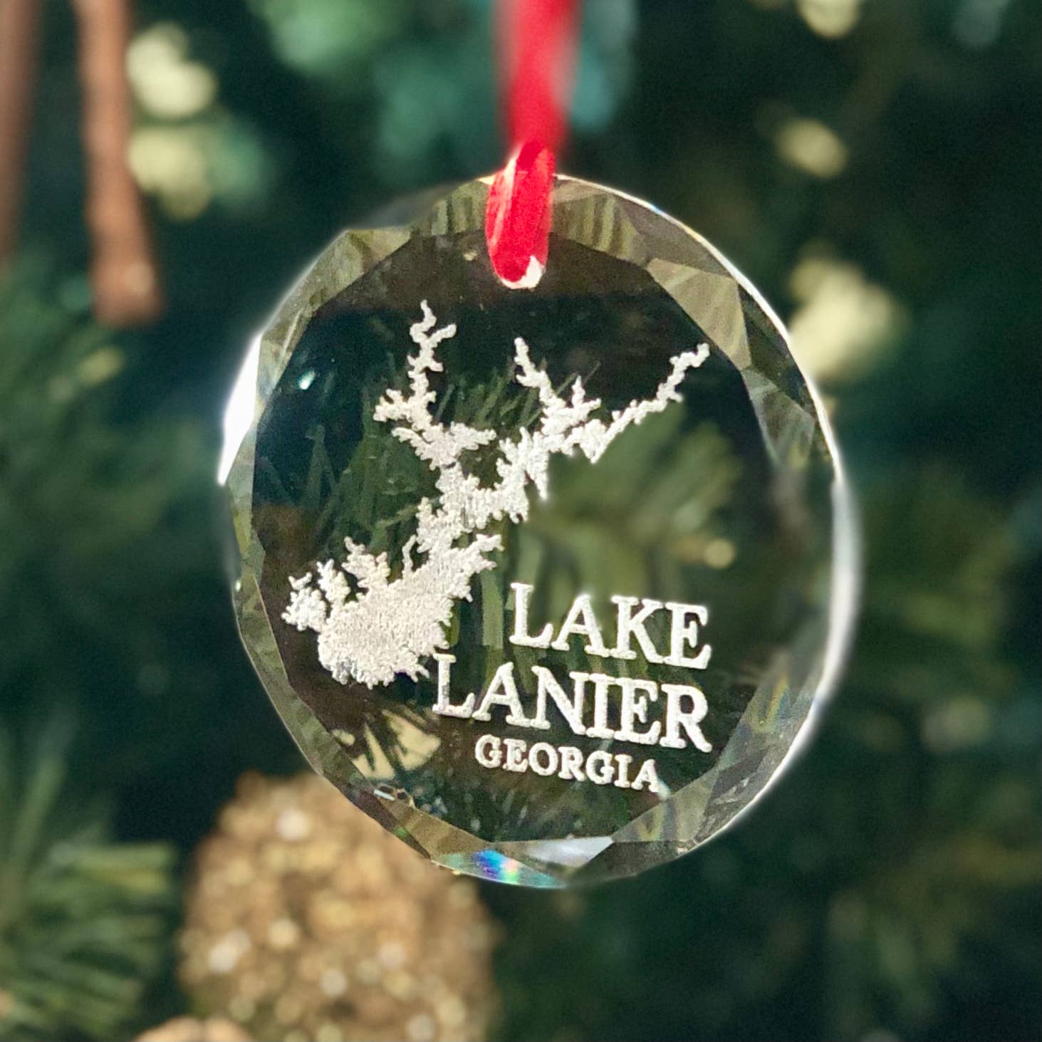 The Lillie Pad - Wholesale Ornament - Custom Lake Map Ornament - Etched Crystal Ornament2