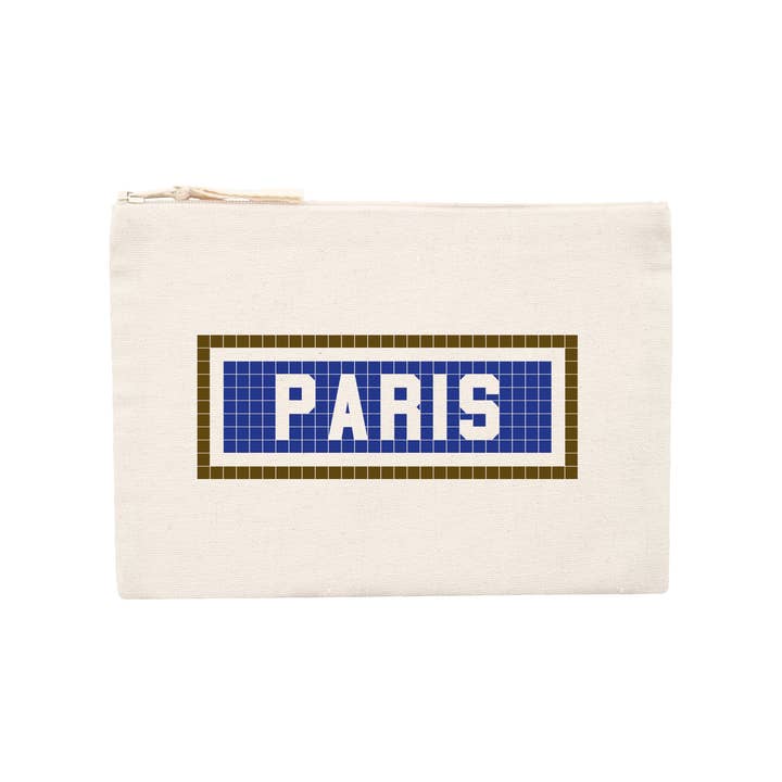 Paris Printed Clutch - Ecru for wholesale by Le Bijou Parisien