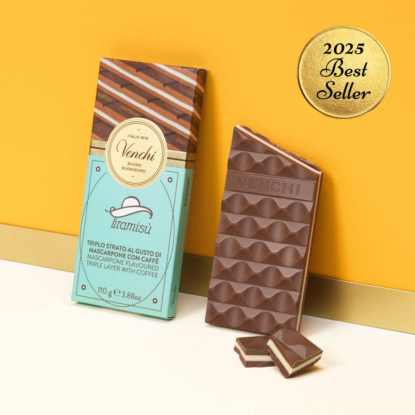 Venchi - Wholesale Chocolate Bar - Tiramisu Cremino Layered Chocolate Bar - Italian Gourmet