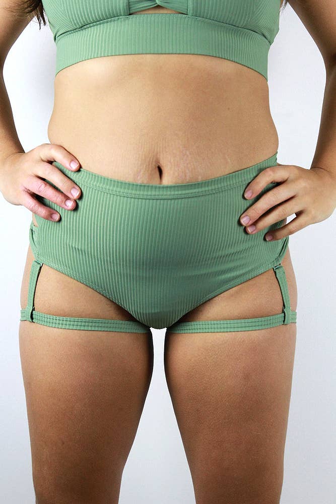 Sasha Mid Waist Garter Short - Sage Green for wholesale on Faire7