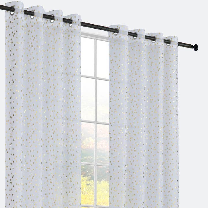 RIDEAUX DOLLY AVEC ÉTOILES BLANC ARGENTÉ 140*260 cm pour la vente par BOD HOME