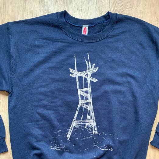 Men's/Unisex Navy Sutro Sketch Crewneck Sweatshirt for wholesale by New Skool