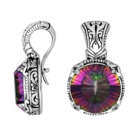 AP-8029-MT Sterling Silver Mystic Topaz Quartz Round Shape Pendant – Elegant Bali Handicraft Jewelry Design For Wholesale Collections for wholesale by Bali Designs