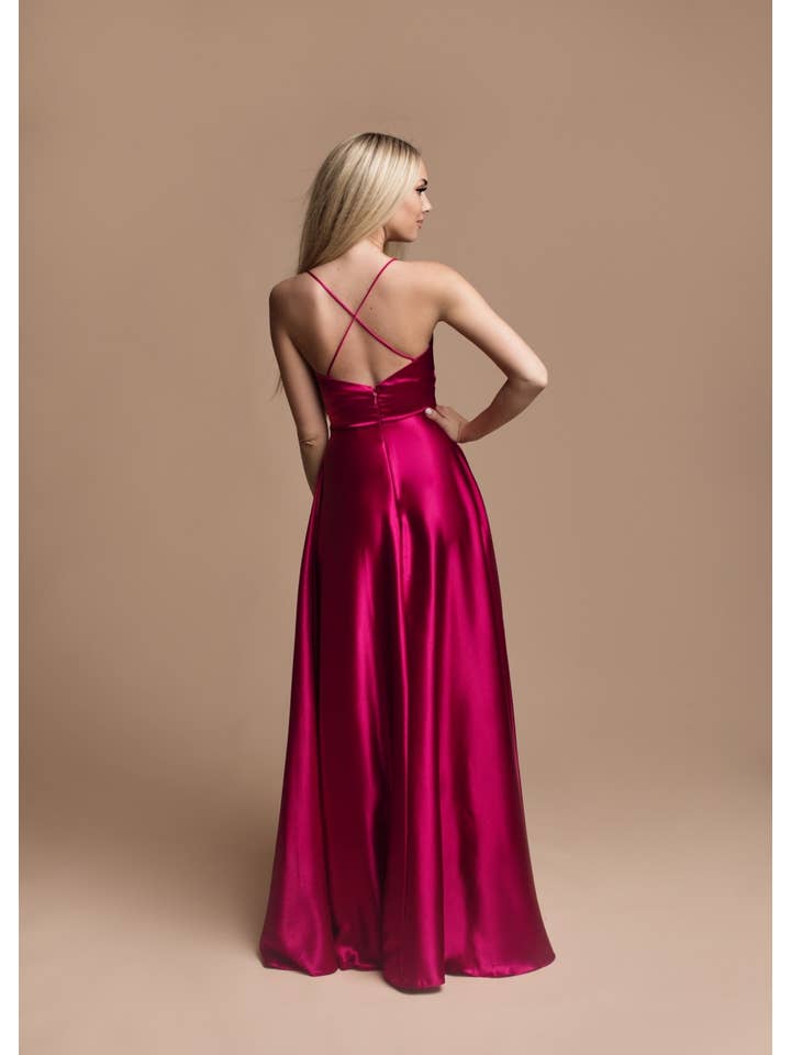 Eva & Lola - Epsilonn - Wholesale Gown - Women's - Long satin dress - HM2188