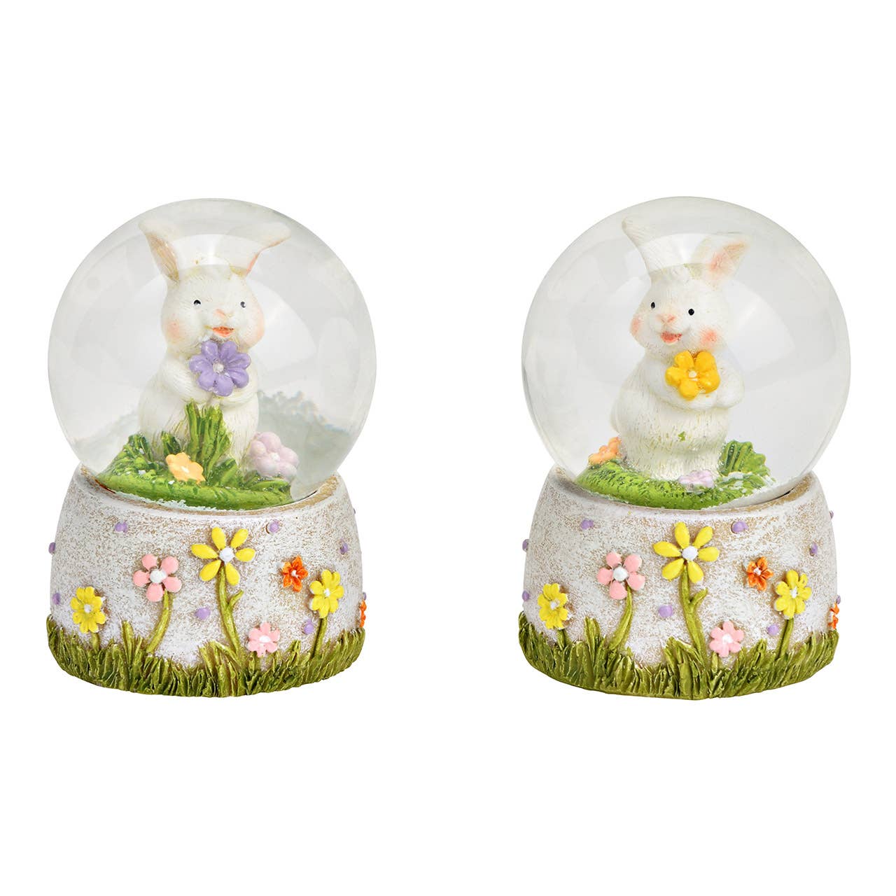 Wurm - Wholesale Decorative Figurine - Snow globe rabbit made of poly/glass, 2-piece, white (W/H/D) 4x6x4cm0