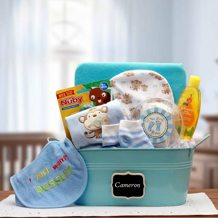 Gift Basket Drop Shipping - Wholesale New Mom Gift Box/Set - Baby Basics Gift Pail Blue