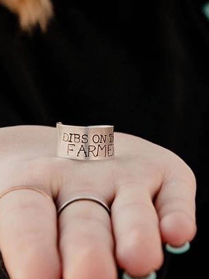 ‘Dibs on the Farmer’ Thick Ring for wholesale by Open Gate Designs