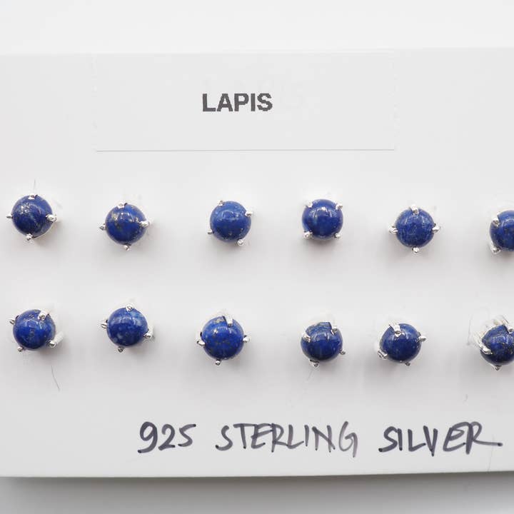 Pino Redondo Natural Lapis Lazuli, Prata de 1ª Lei 925 por atacado de GTG Gems Corp