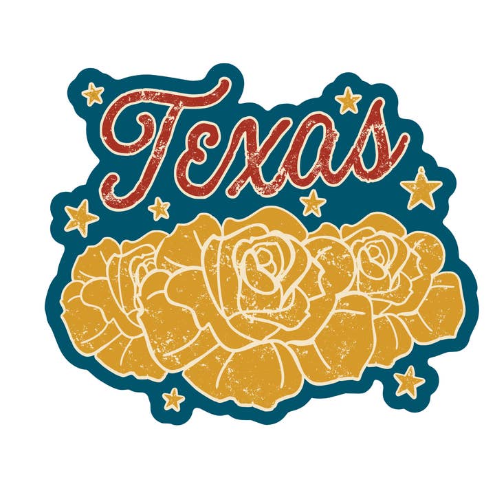 Texas TX Flowers Austin Dallas High Quality Vinyl Sticker for wholesale by Juju and Moxie