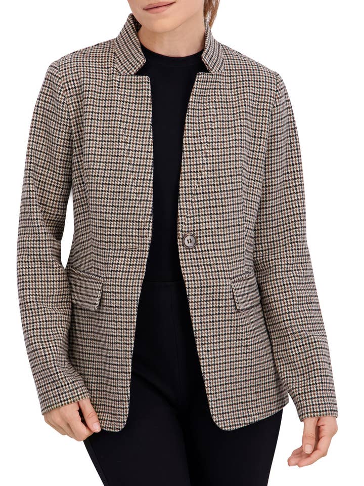 Blazer mit umgekehrtem Kragen, kariert, ein Knopf, ungefüttert für den Großhandel von Ookie & Lala / O&L