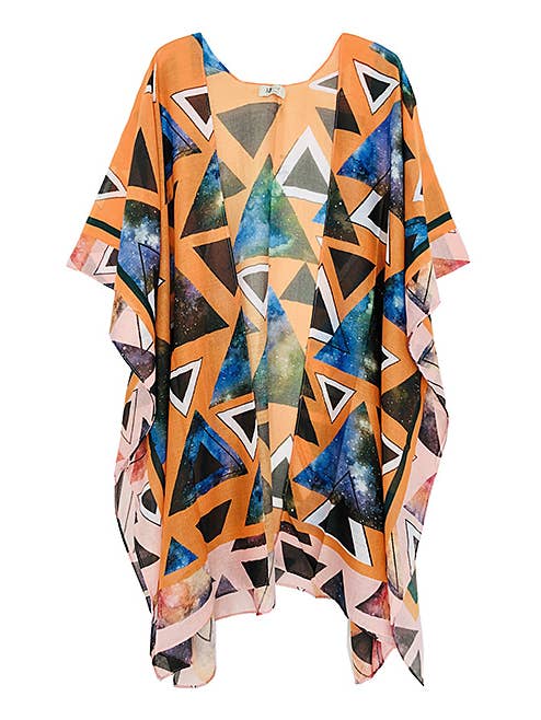 Orange/green Space Triangle Kimono for wholesale by JC Sunny Fashion