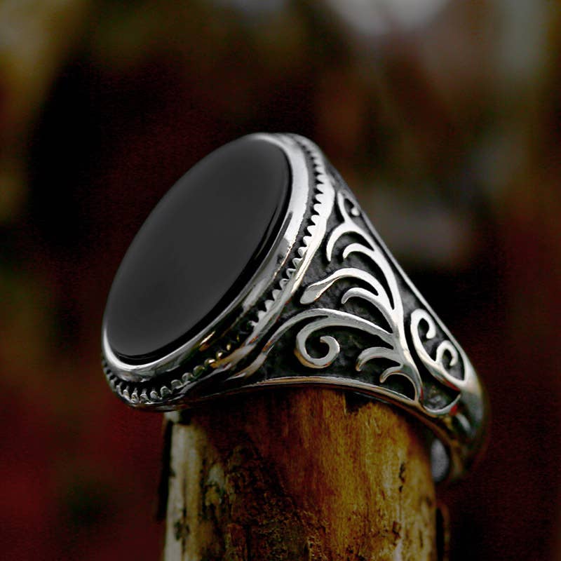Gemcohub - Wholesale Signet Ring - Men's Carved Black Onyx Ring2
