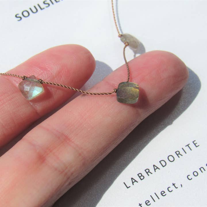 Soulsilk - Wholesale Beaded/Pearl Necklace - Labradorite 5 Stone Necklace- Intuition
