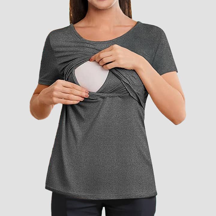 Maternity Nursing Top Short Sleeve Breastfeeding Shirt for wholesale by Laughing Giraffe