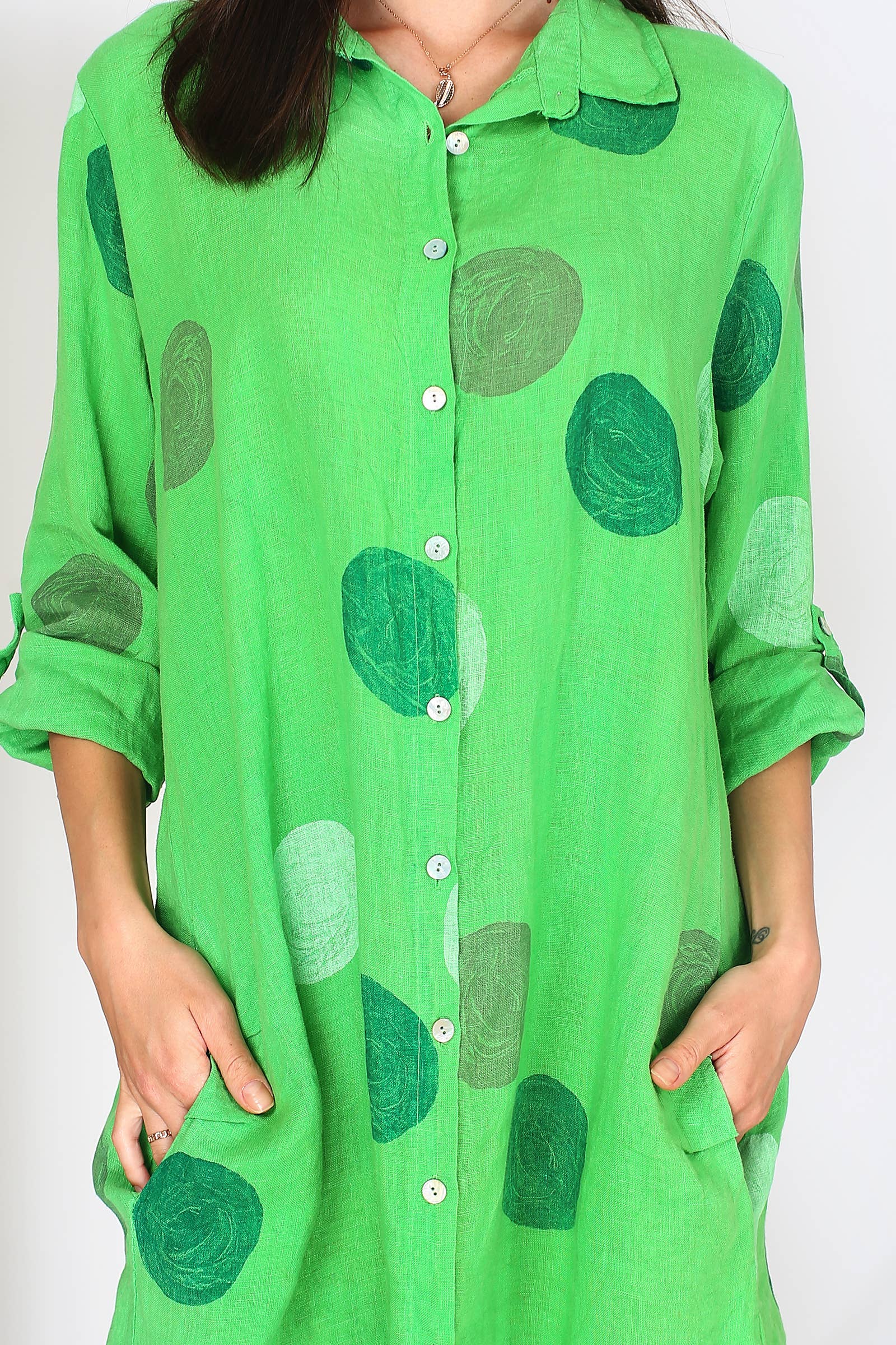 ORNELLA PARIS – Großhandel Kleid – Damen – LEL-R197A Leinenkleid4