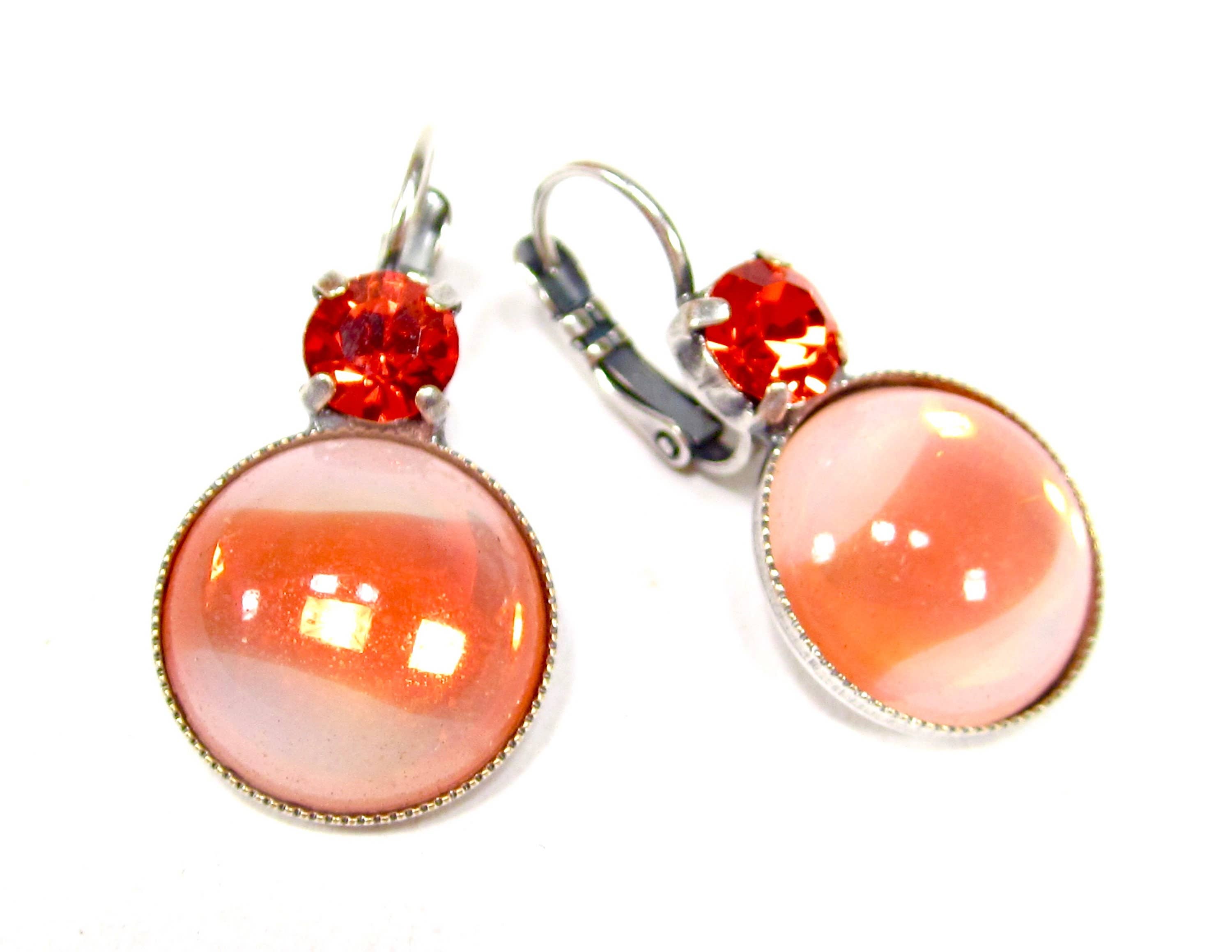 SoHo Schmuckmanufaktur – Engroshandel Hængeøreringe og creoløreringe – Farverige Sommerøreringe Orange Strass 1960'erne Håndlavet1