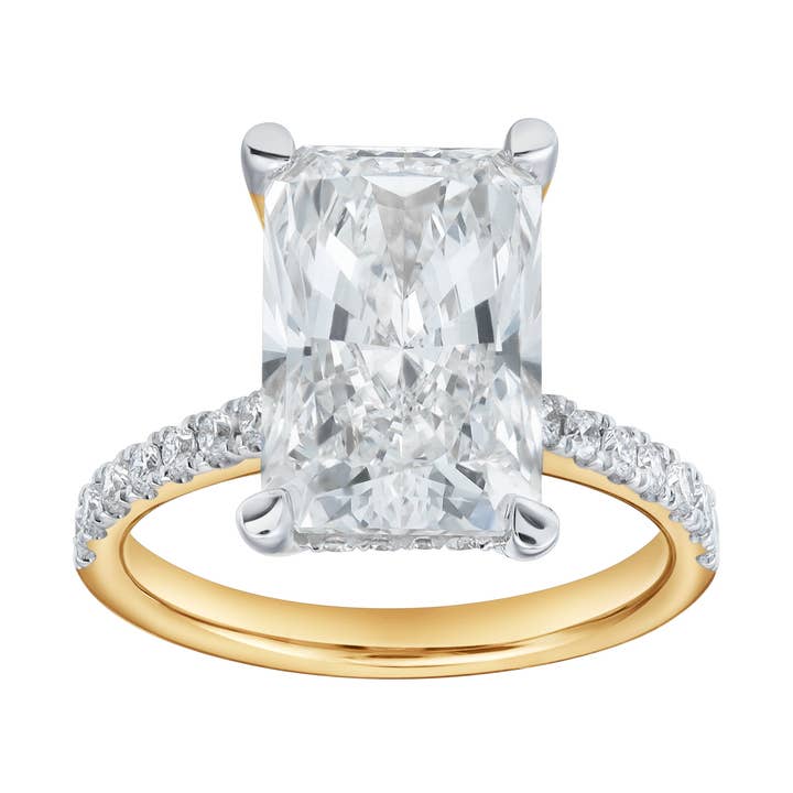 Maia 14K Yellow Gold Radiant Cut Lab Grown Diamond Hidden Halo Engagement Ring - 5.4 Ct for wholesale by LuvMyJewelry (LMJ)