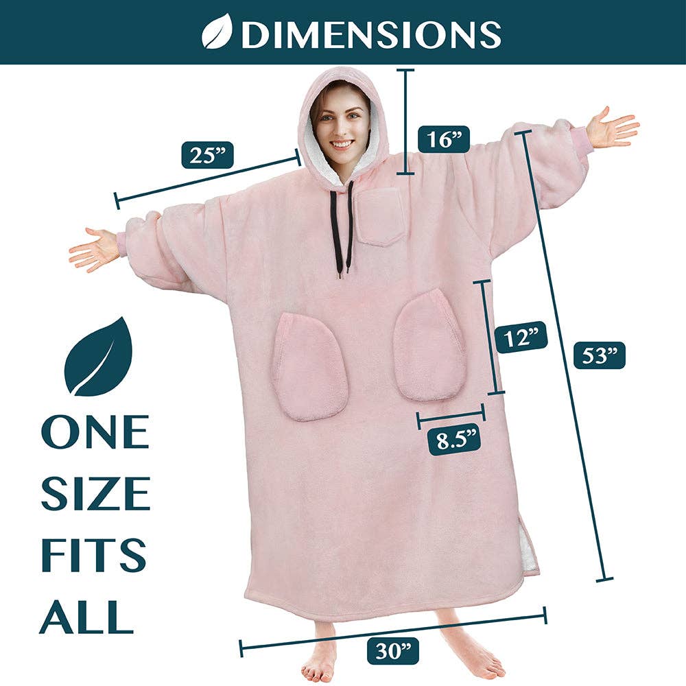 Pavilia - Wholesale Hoodie - Women's - Chest Pocket Sherpa Hoodie Blanket - Patch Pocket (Regular / Long)134