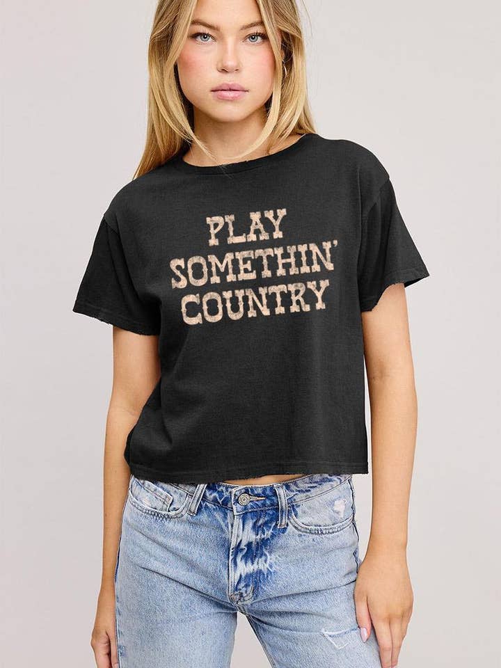 Play Somethin' Country Graphic S/S Seamless Faux Crop for wholesale by Zutter