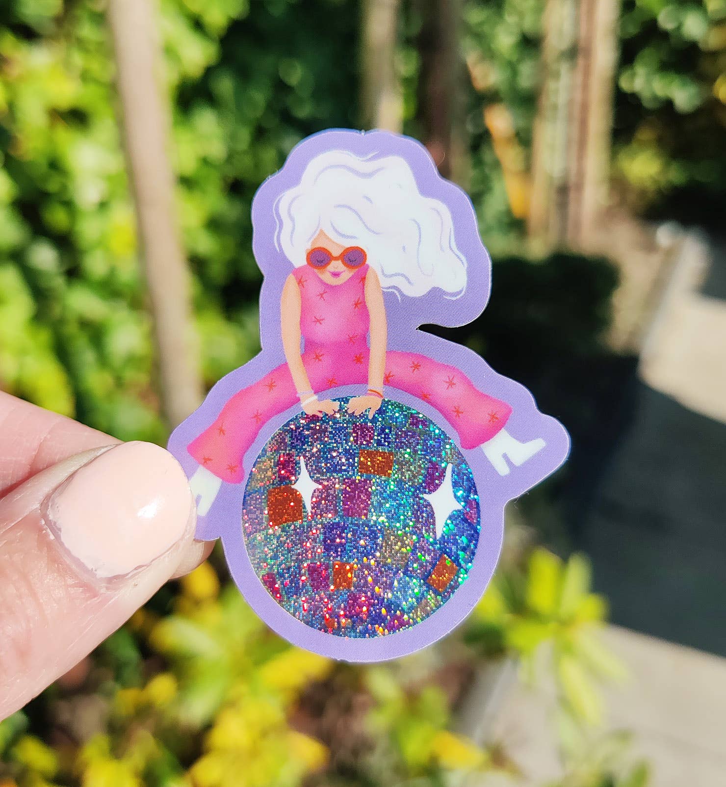 Aniet Illustration - Wholesale Sticker - Sticker woman disco ball funny glitter vinyl
