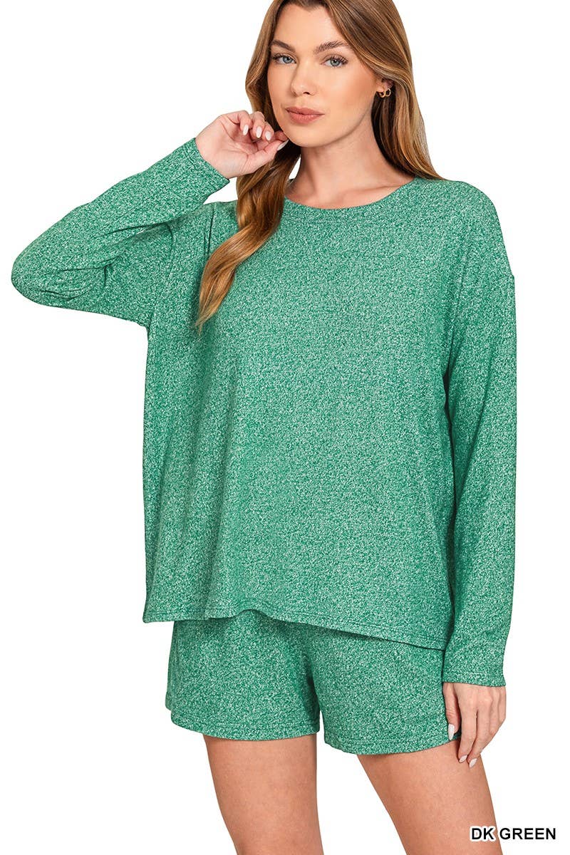 Vanilla Monkey - Wholesale Lounge Set - Women's - Soft Melange Long Sleeve Tee And Shorts Set11