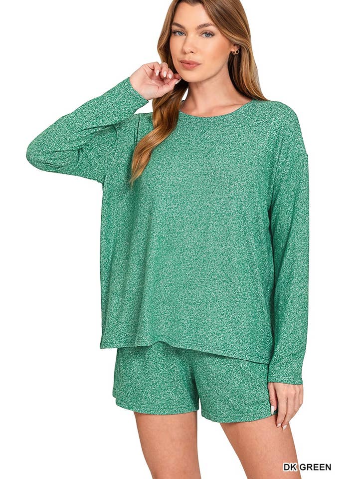 Vanilla Monkey - Wholesale Lounge Set - Women's - Soft Melange Long Sleeve Tee And Shorts Set11