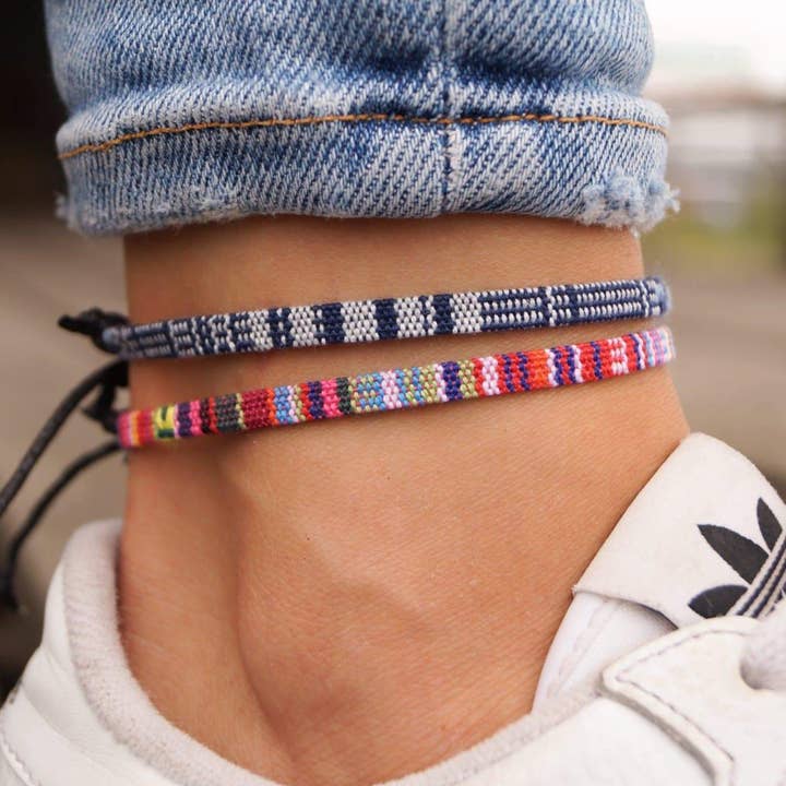 2-piece Set Canggu Anklet - Blue-White & Pink for wholesale by Made By Nami