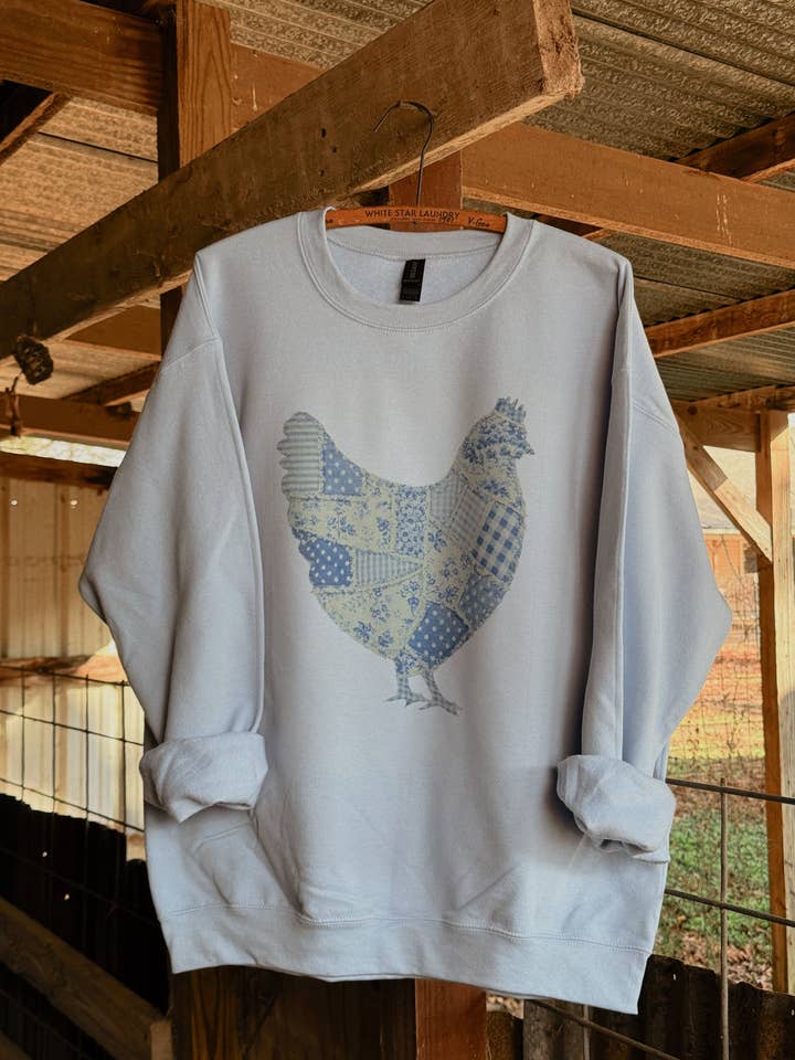 BLÅ PATCHWORK HØNE for engroshandel hos Western Vintage Babe