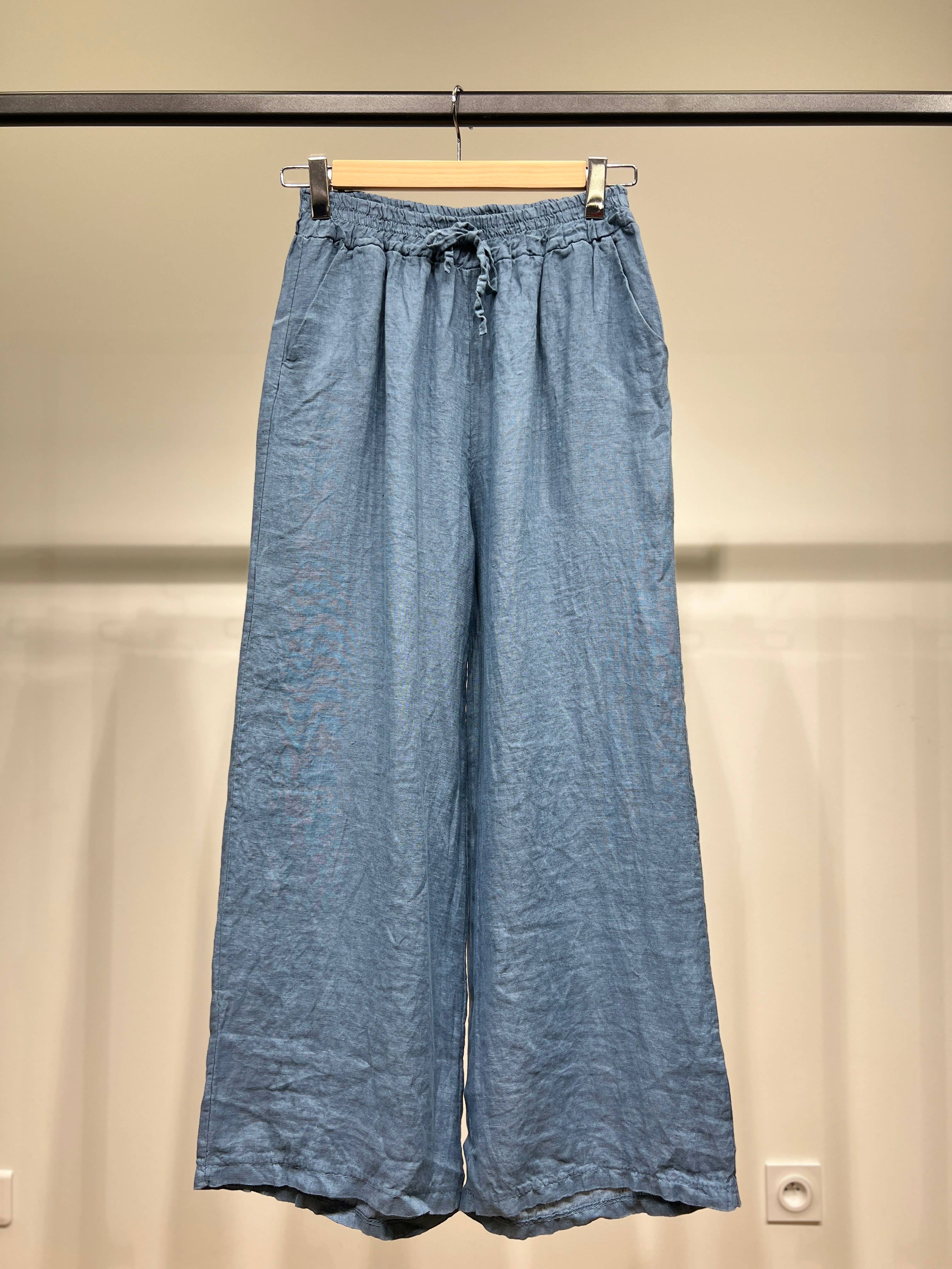 L'Emotion - Wholesale Pants - Women's - Wide Leg Elastic Waist Drawstring Pants 100% Linen13
