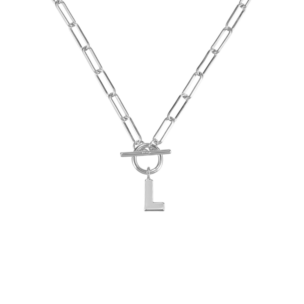 Natalie Wood Designs - Wholesale Pendant/Charm Necklace - Toggle Initial Necklace Pre-Pack, Silver13