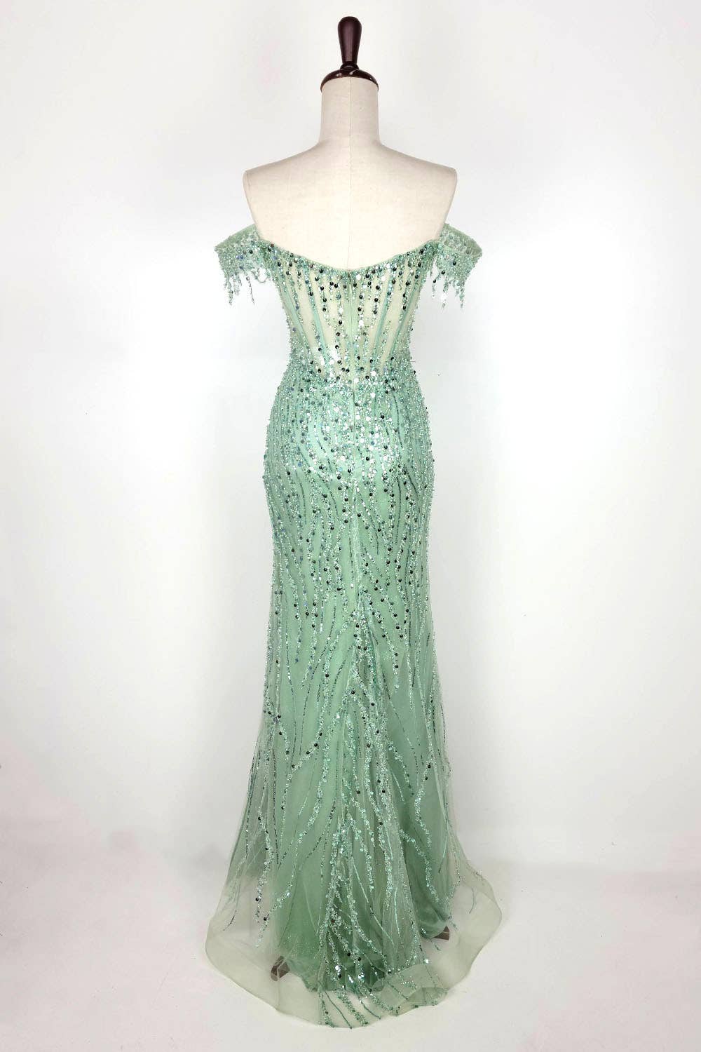 Chicas - Wholesale Gown - Women's - Off the Shoulder Sequin and Bead Long Dress C33157