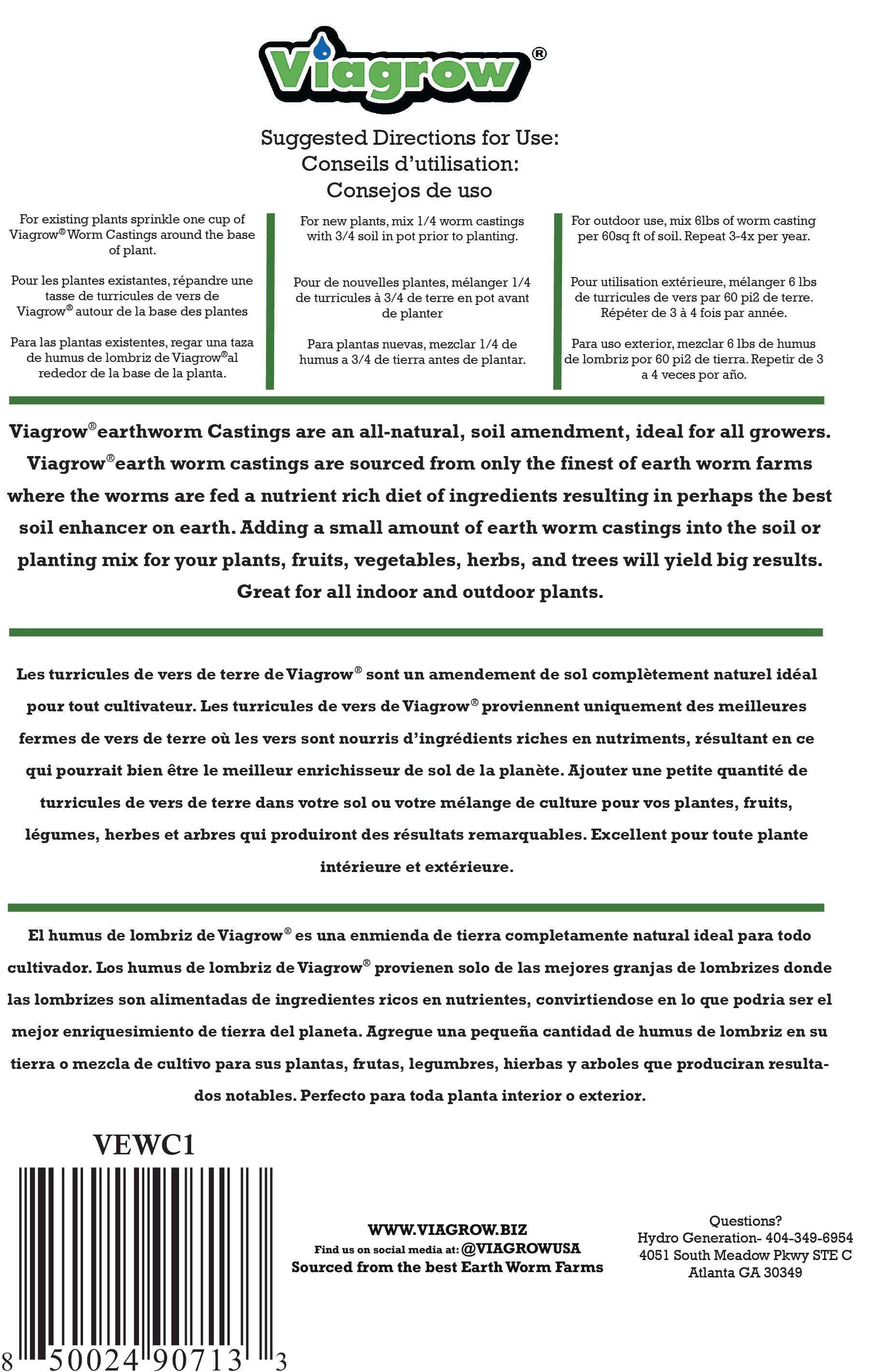 Viagrow – Großhandel Dünger – Viagrow 1LB Premium Wurmhumus, Bodenverbesserer, Bodenamendement (EA)5