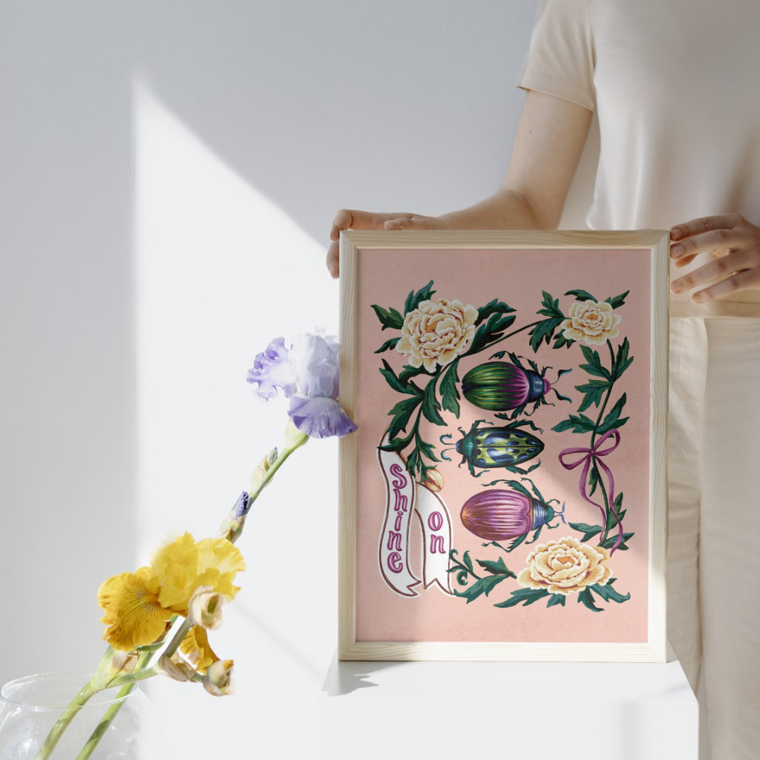 Folk Meadow - Wholesale Art Print - Shine On Beetles Print - 8x101