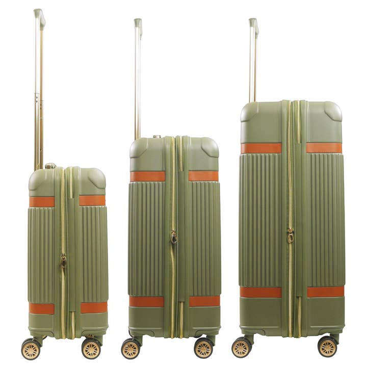 FUL Luggage (Concept One) - Wholesale Luggage - Tommy Bahama 3-Piece Green Hard-Sided Luggage Set stripes
