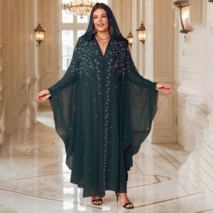 ACCITY - Wholesale Cape - Women's - African Beaded Long Robe Muslim Cape Hooded Dress_CWMM613821