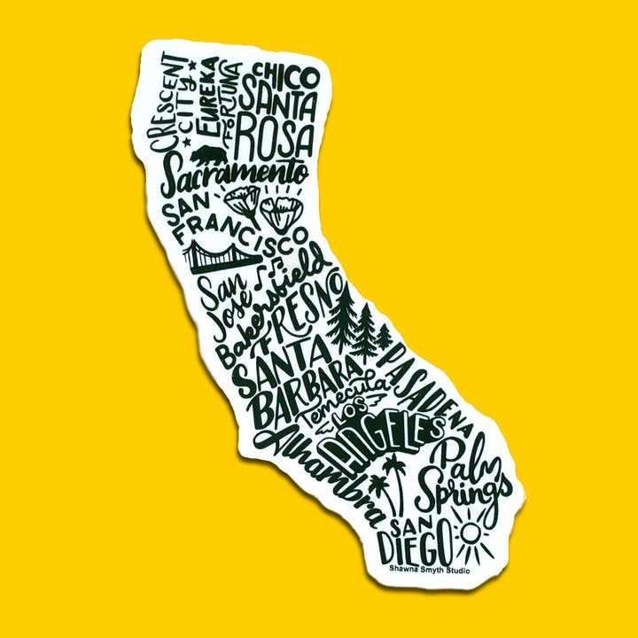 Sticker met steden in Californië voor wholesale door Shawna Smyth Studio
