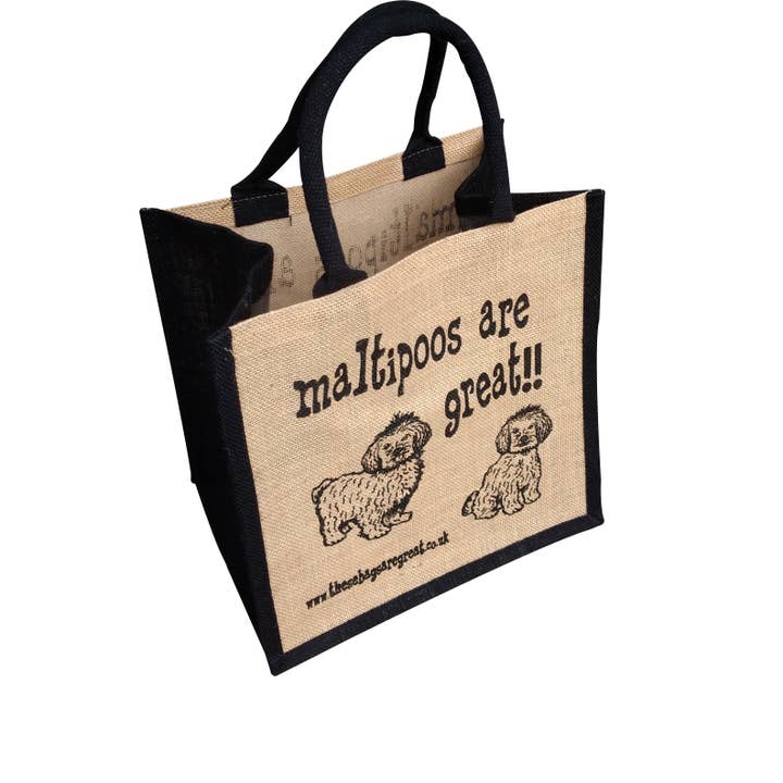 Maltipoos er stor taske - Jute Shopping Bag Gave Hunderace for engroshandel hos These Bags are Great
