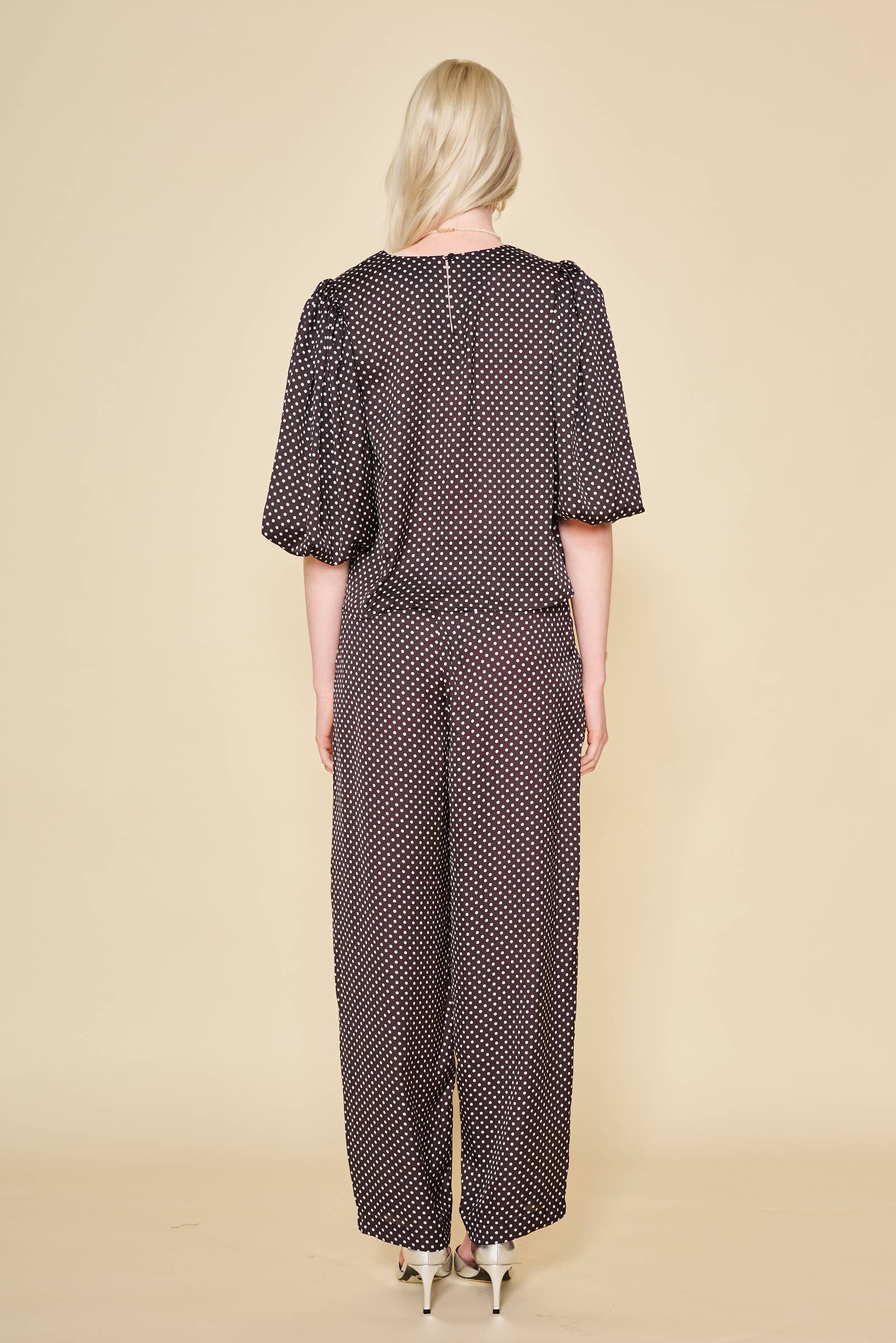 BLK WHT POLKA MINORI TOP for wholesale on Faire3