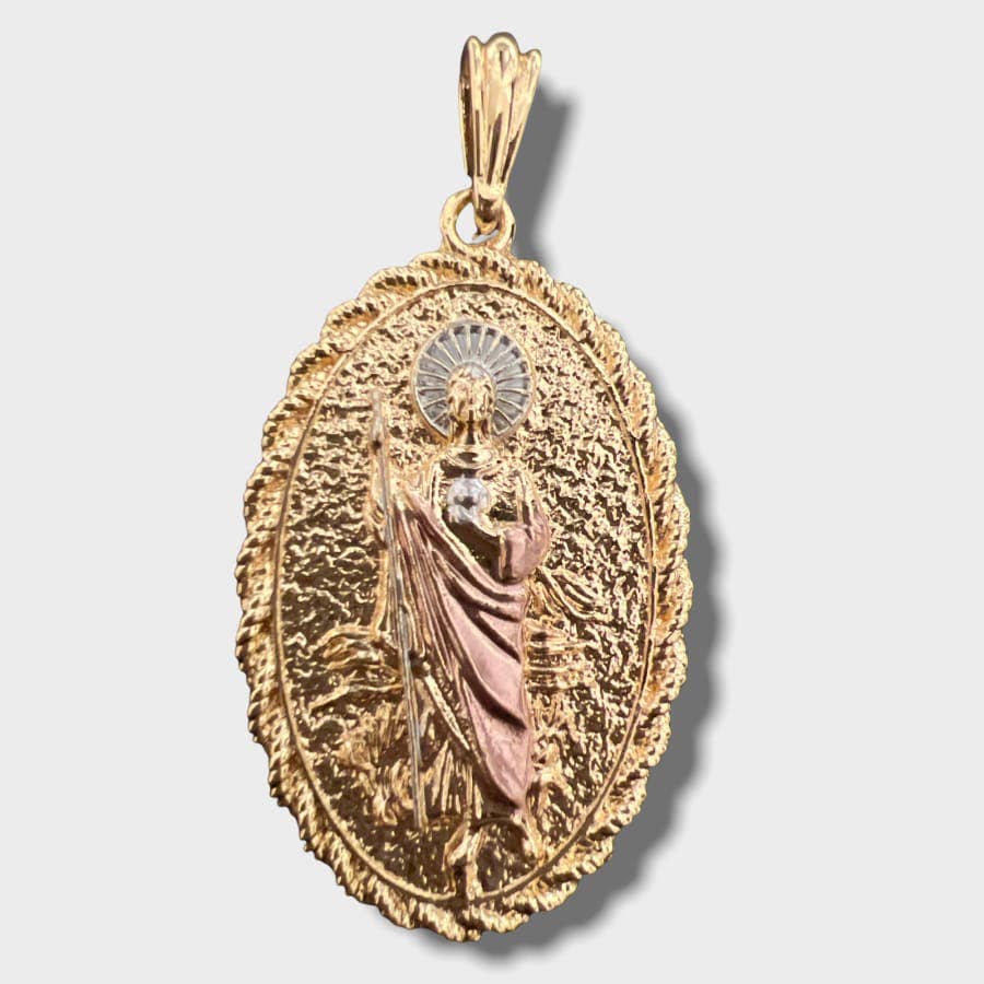 Raf Rossi Gold Plated – wholesale Individuell berlock/hänge – San Judas och Guadalupe 2 sidor hänge i 18 k guld skiktning1