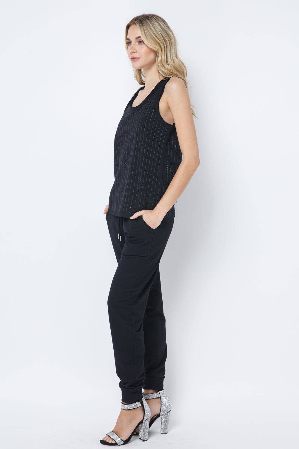 VOCAL - Vente Débardeur – femme - Haut sans manches à encolure dégagée, motif rayé Hotfix19