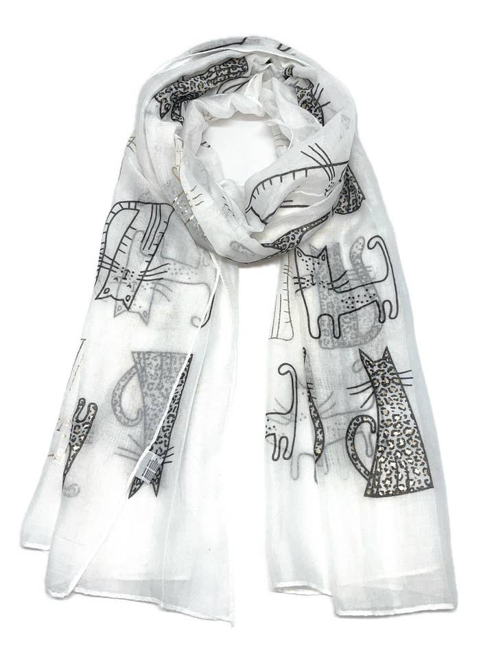 B-35/B-37 Cat pattern scarf with glitter for wholesale by LINETA