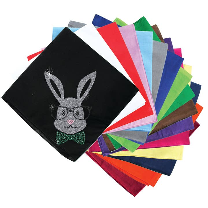 Bunny with Glasses and Bow Tie Bandanna for wholesale by Dog in the Closet