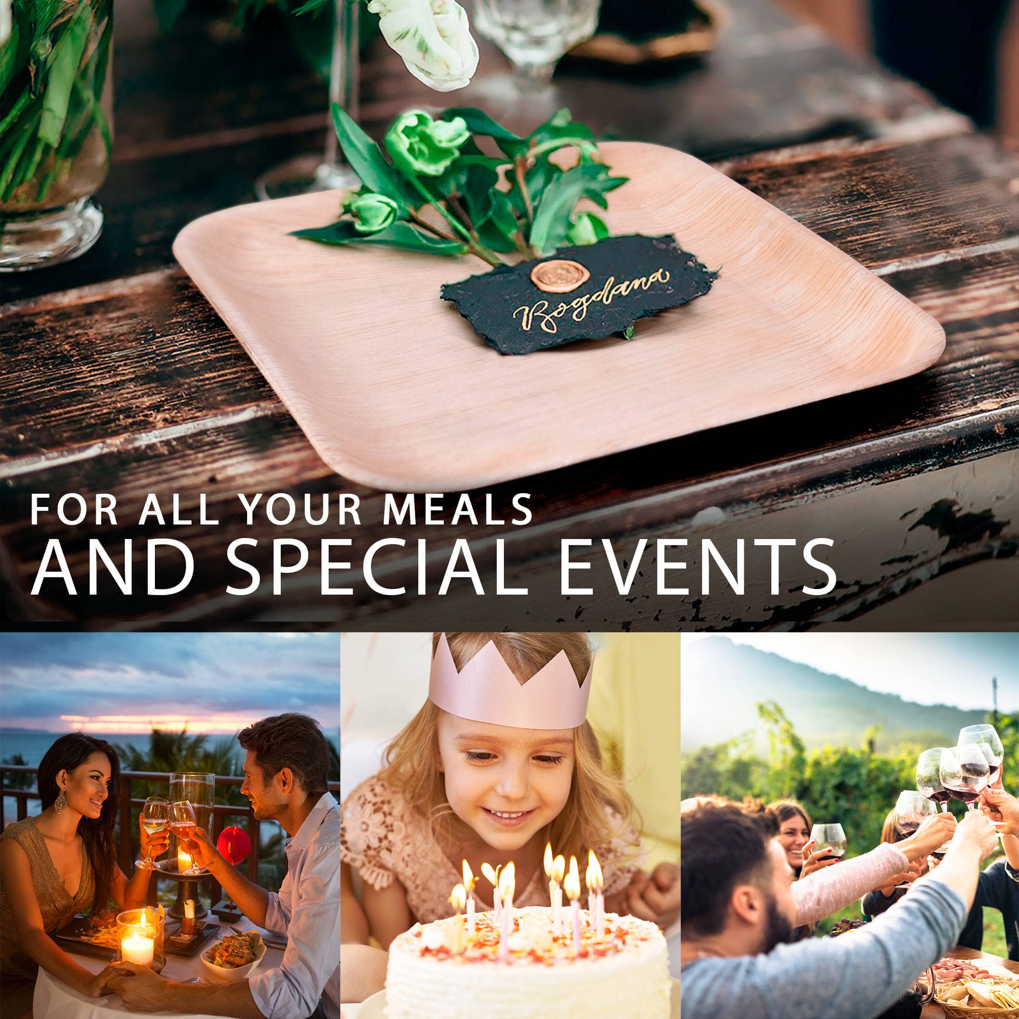 Eko Future - Wholesale Disposable Plate - 10” Palm Leaf Square Plates (200 Pcs/Case)1