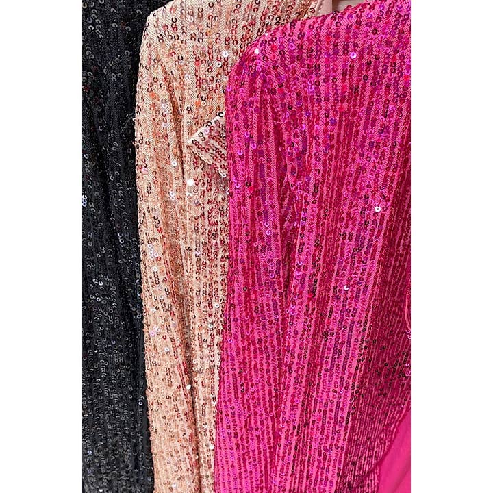 Curve Market - Wholesale Jacket - Women's - PLUS SIZE SEQUIN OPEN FRONT LONG SLEEVE JACKET2