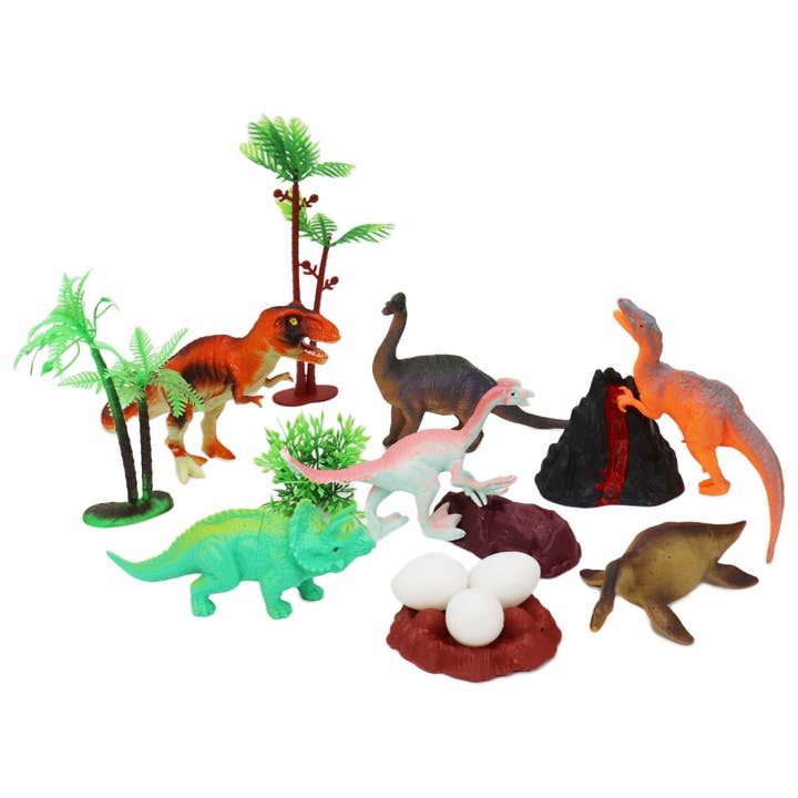 As Shown 15-piece Dinosaur Figures Play Set Jar - 8 Inch for wholesale on Faire1