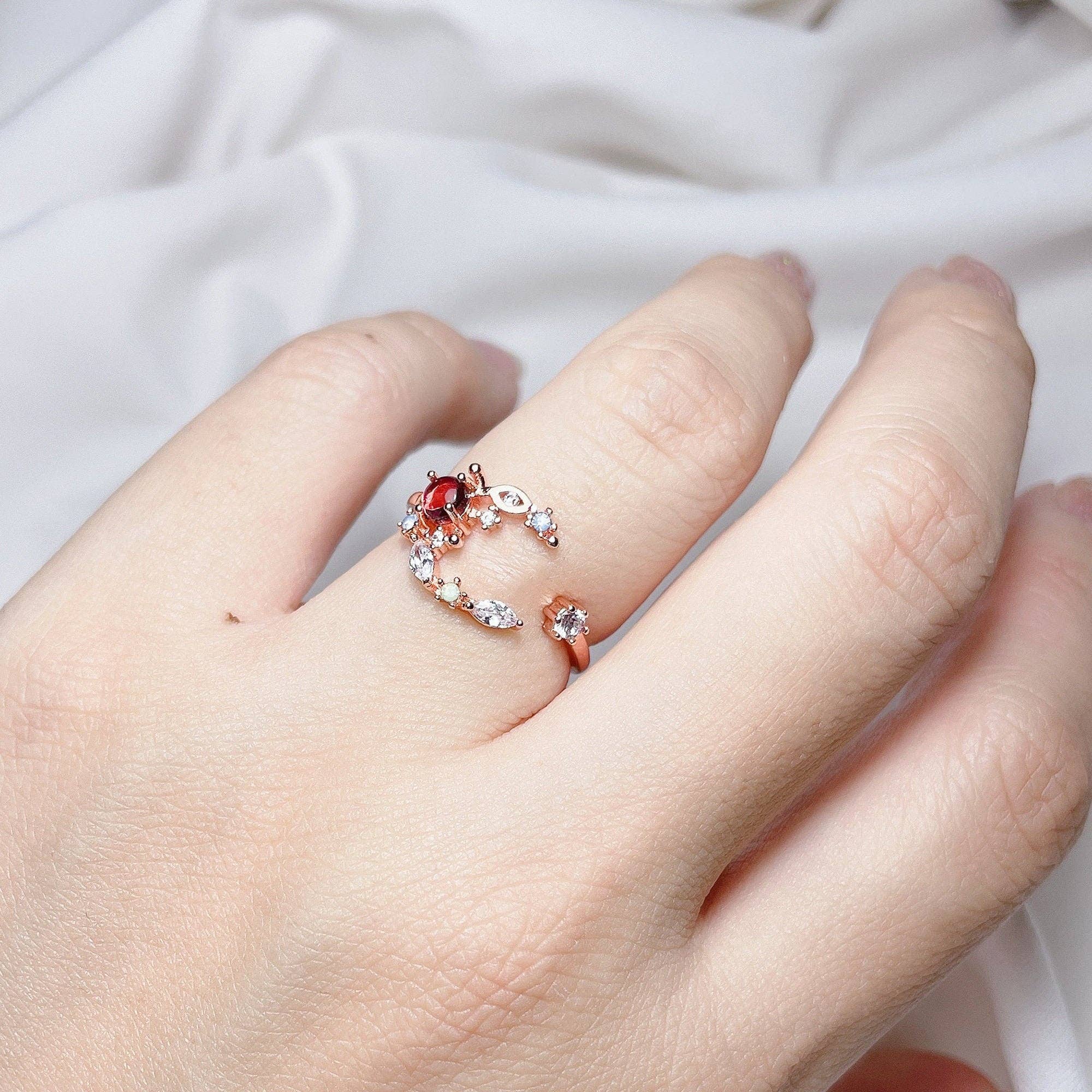 MOND HAUS - Wholesale Band/Stacked Ring - Crescent Moon Adjustable Open Ring, Celestial Series, Gold Plated Jewelry, Korean Pink Daily Cute Style0